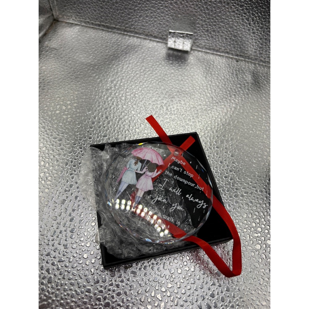 Friendship Acrylic Ornament Best Friend Gift Walk in the Rain Quote with Box